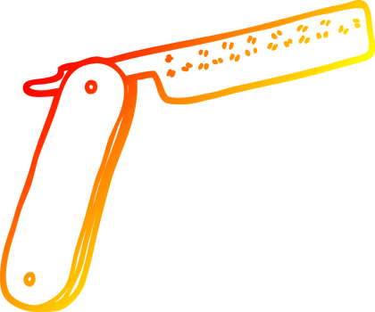 warm gradient line drawing of a cartoon cut throat razor png
