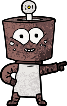happy cartoon robot pointing png