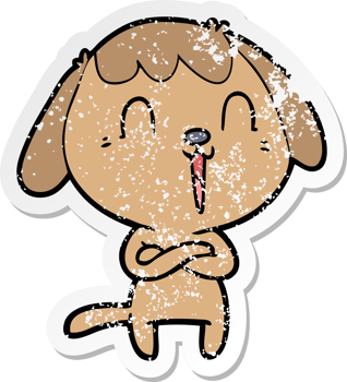 distressed sticker of a cute cartoon dog png