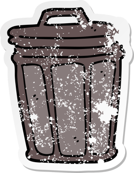 distressed sticker of a cartoon trash can png