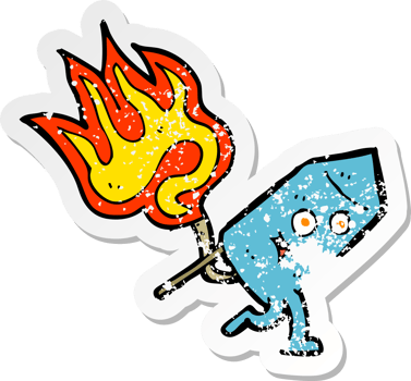 retro distressed sticker of a cartoon funny firework character png