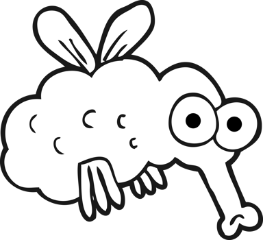 hand drawn black and white cartoon fly png