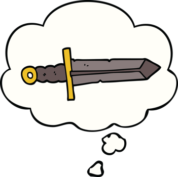cartoon sword with thought bubble png