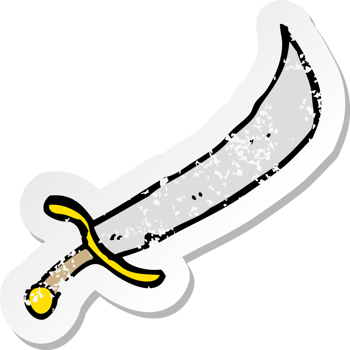 retro distressed sticker of a cartoon sword png