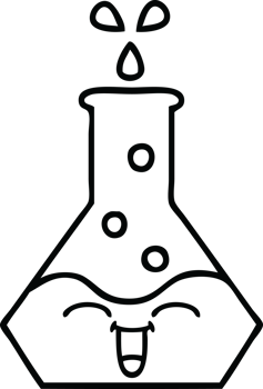 line drawing cartoon of a science beaker png