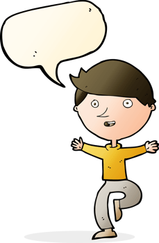 cartoon excited man with speech bubble png