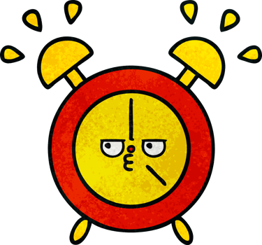 retro grunge texture cartoon of a alarm clock png
