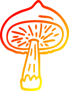 warm gradient line drawing of a cartoon mushroom png