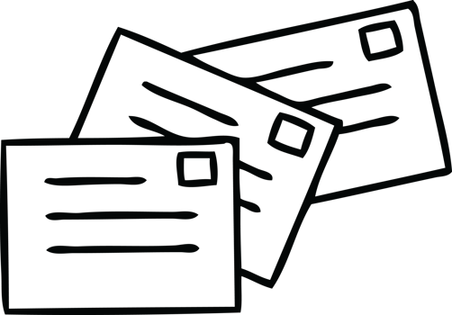 line drawing cartoon of a stamped letters png