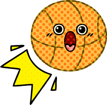 comic book style cartoon of a basketball png