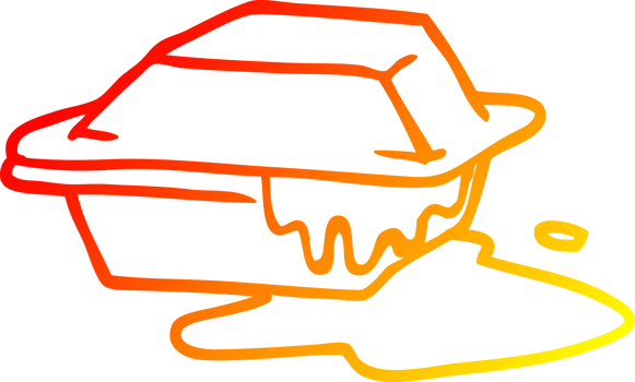 warm gradient line drawing of a cartoon cheesy takeout png