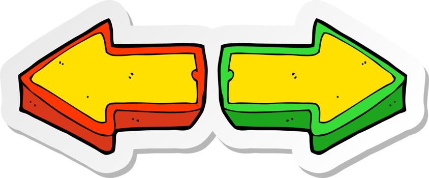 sticker of a cartoon direction arrows png