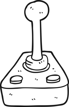 hand drawn black and white cartoon joystick png