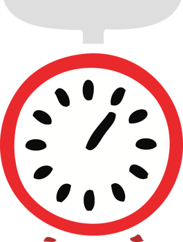 flat color retro cartoon of a weighing scale png
