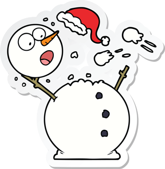 sticker of a snowman in snowball fight png