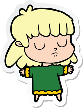 sticker of a cartoon indifferent woman png