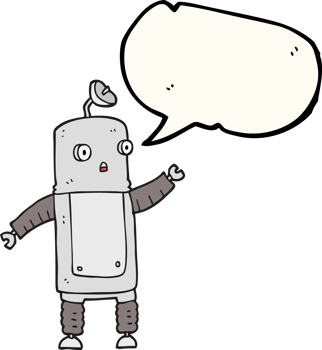 hand drawn speech bubble cartoon robot png
