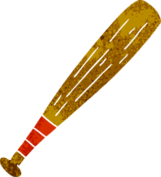 hand drawn retro cartoon doodle of a baseball bat png