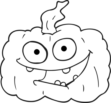 hand drawn black and white cartoon pumpkin png
