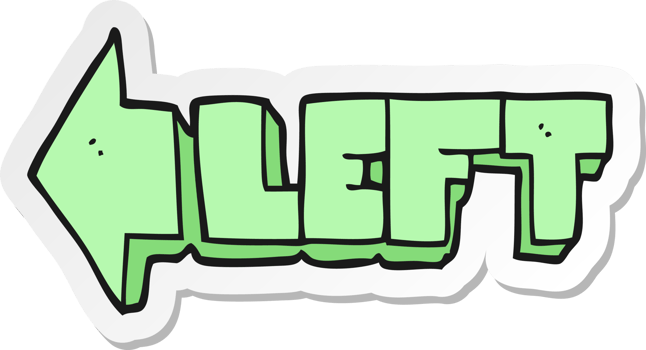 sticker of a cartoon left symbol png