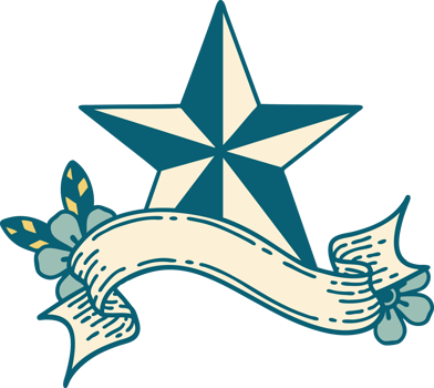 traditional tattoo with banner of a star png