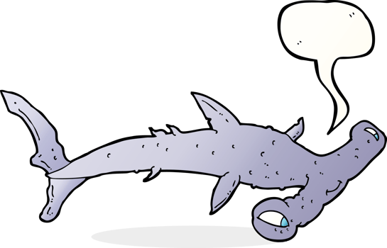 cartoon hammerhead shark with speech bubble png