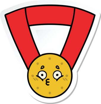 sticker of a cute cartoon gold medal png