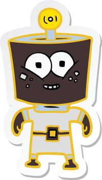 sticker of a happy energized cartoon robot png