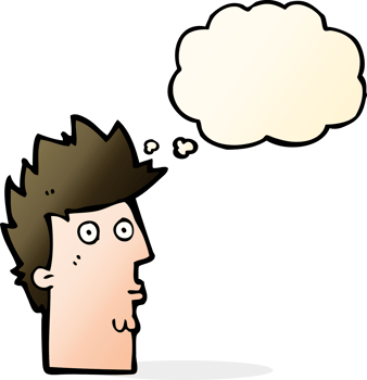 cartoon surprised face with thought bubble png