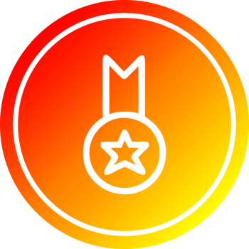 medal award circular icon with warm gradient finish png