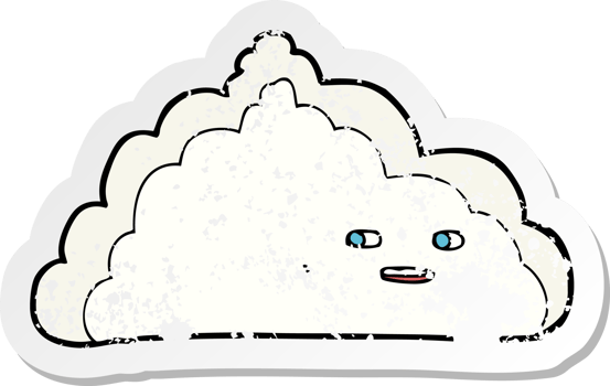 retro distressed sticker of a cartoon cloud png