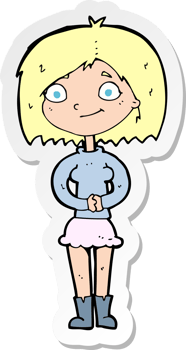 sticker of a cartoon happy woman png