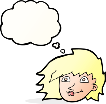 cartoon female face with thought bubble png
