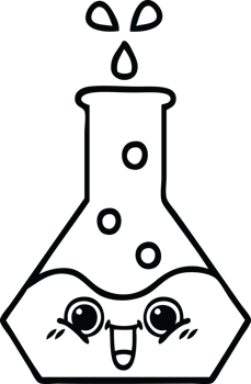 line drawing cartoon of a science beaker png