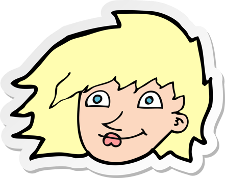 sticker of a cartoon female face png