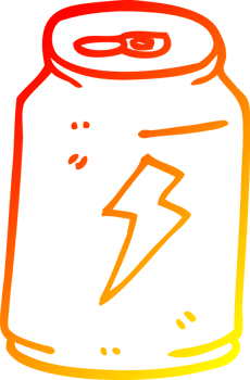 warm gradient line drawing of a cartoon can of energy drink png