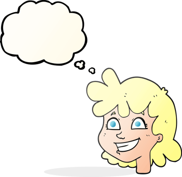 hand drawn thought bubble cartoon female face png
