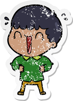 distressed sticker of a laughing cartoon man png