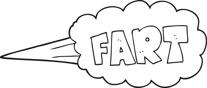 drawn black and white cartoon fart symbol png