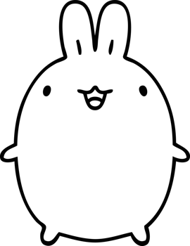 line doodle of a happy rotund bunny rabbit png