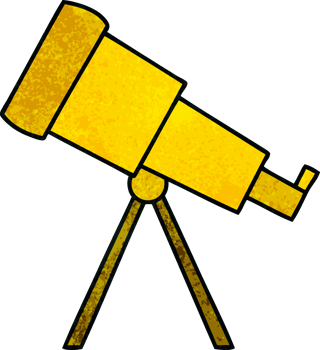 retro grunge texture cartoon of a telescope png