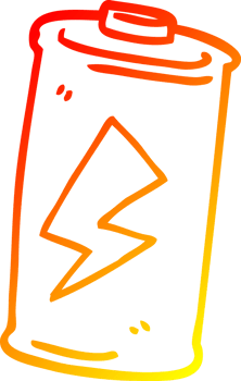 warm gradient line drawing of a cartoon battery png