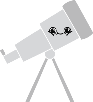flat color retro cartoon of a telescope png