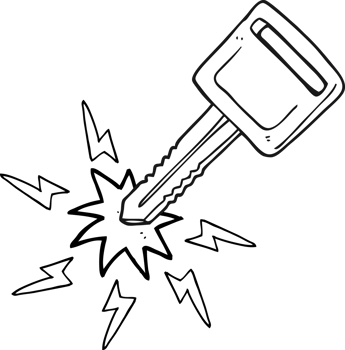 drawn black and white cartoon electric car key png