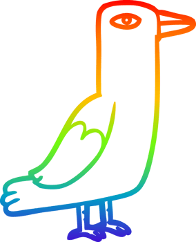 rainbow gradient line drawing of a Cartoon bird png