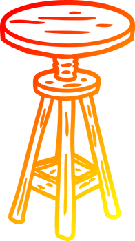 warm gradient line drawing of a adjustable artist stool png