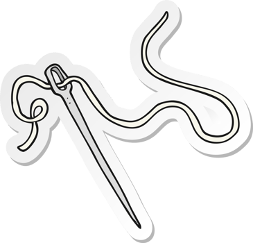 sticker of a cartoon needle and thread png