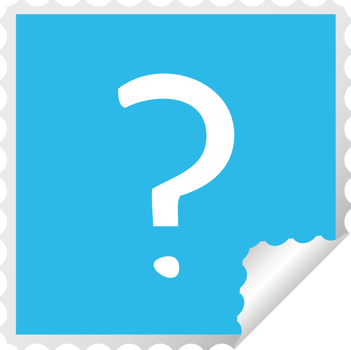 square peeling sticker cartoon of a question mark png