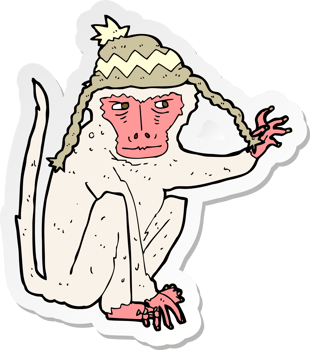 sticker of a cartoon monkey wearing hat png