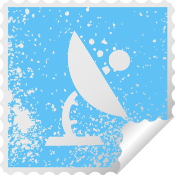 distressed square peeling sticker symbol of a satellite dish png